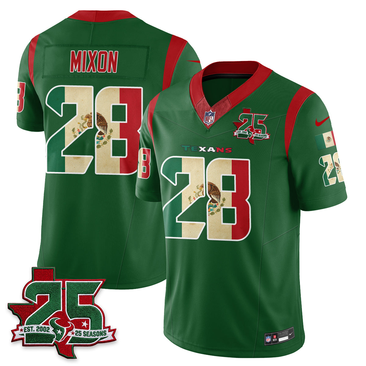 Houston Texans 25 Seasons Mexico Style Vapor Jersey - Stitched