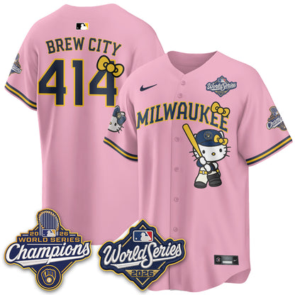 Milwaukee Brewers 2026 WS Champions x Meow KT Vapor Jersey - Stitched