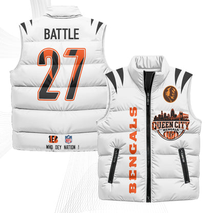 Cincinnati Bengals John Madden Patch Puffer Vest - Printed