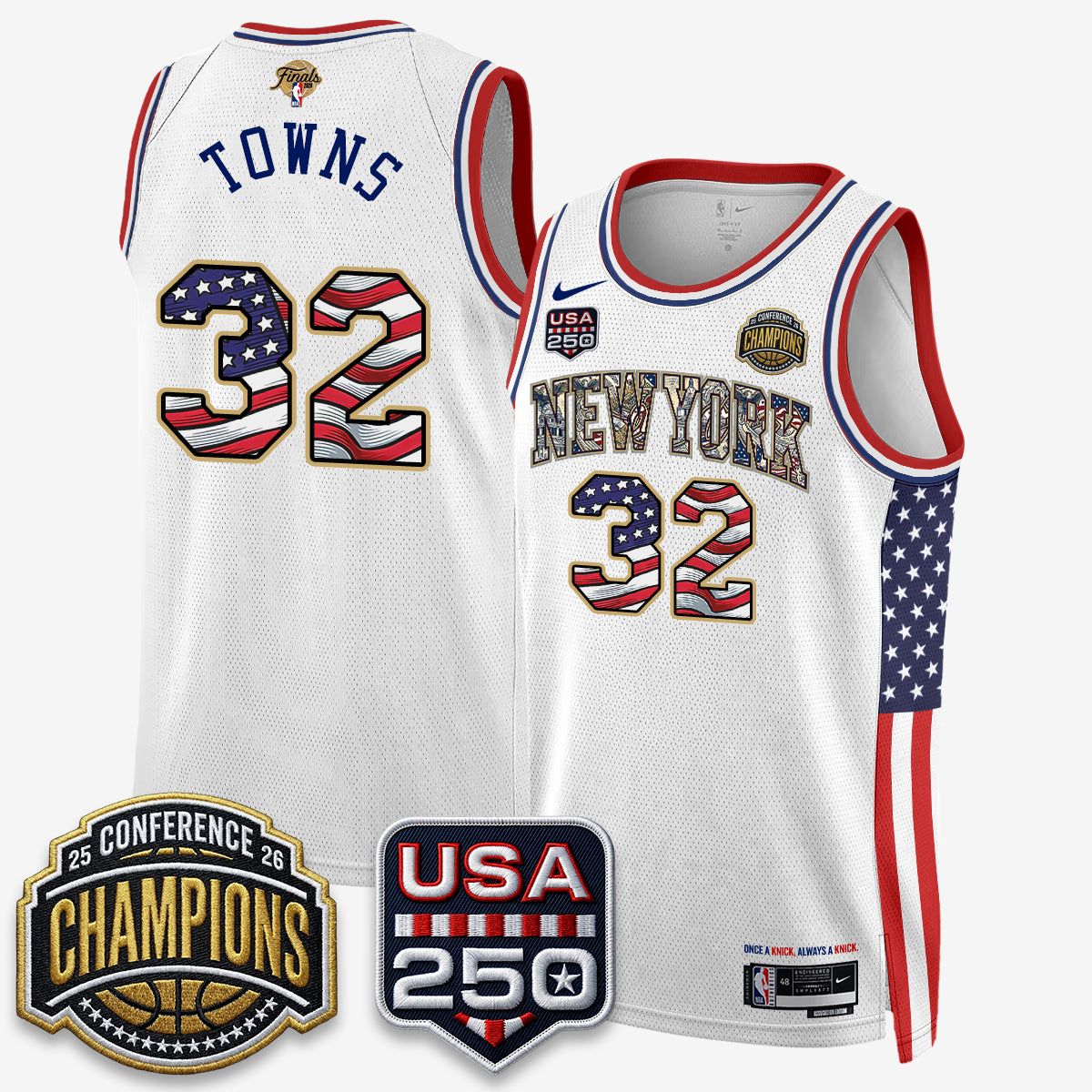 New York Knicks 2026 NBA Eastern Conference Champions x Fourth of July Vapor Jersey - Stitched
