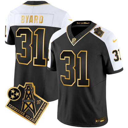 Men's Titans 1997 Throwback Gold Vapor Jersey - All Stitched