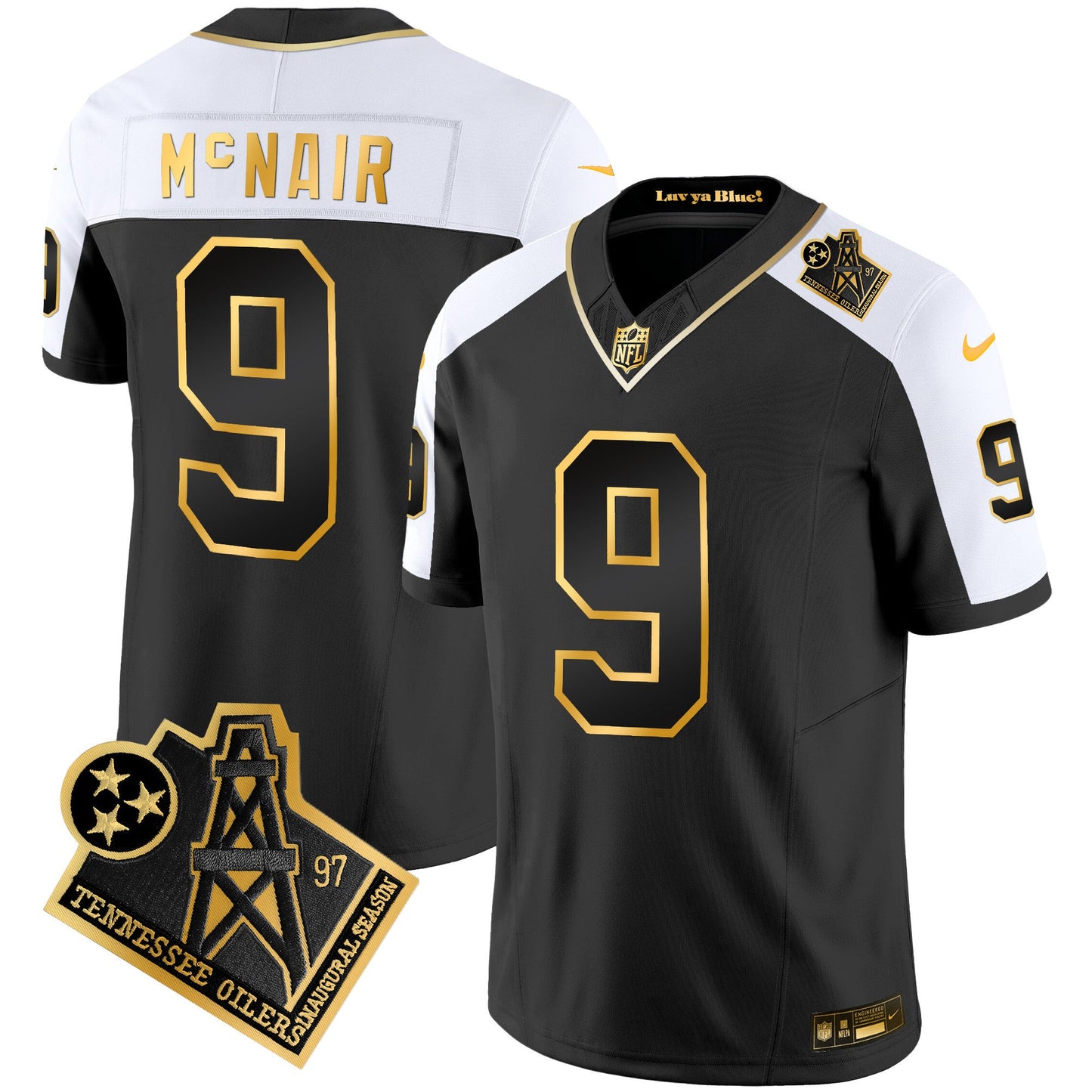 Men's Titans 1997 Throwback Gold Vapor Jersey - All Stitched