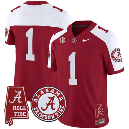 Men's Alabama Crimson Tide Vapor Limited Jersey V4 - Alabama Map - All Stitched