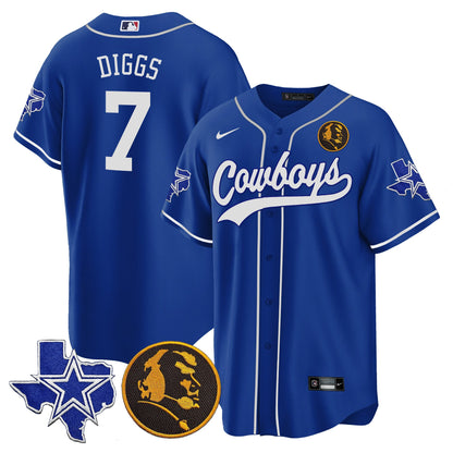 Men's Cowboys Texas & John Madden Patch Baseball Jersey - All Stitched