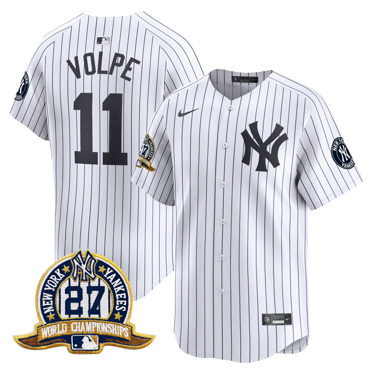 Men's New York Yankees 27 Time Champions Patch Vapor Premier Limited Jersey - All Stitched