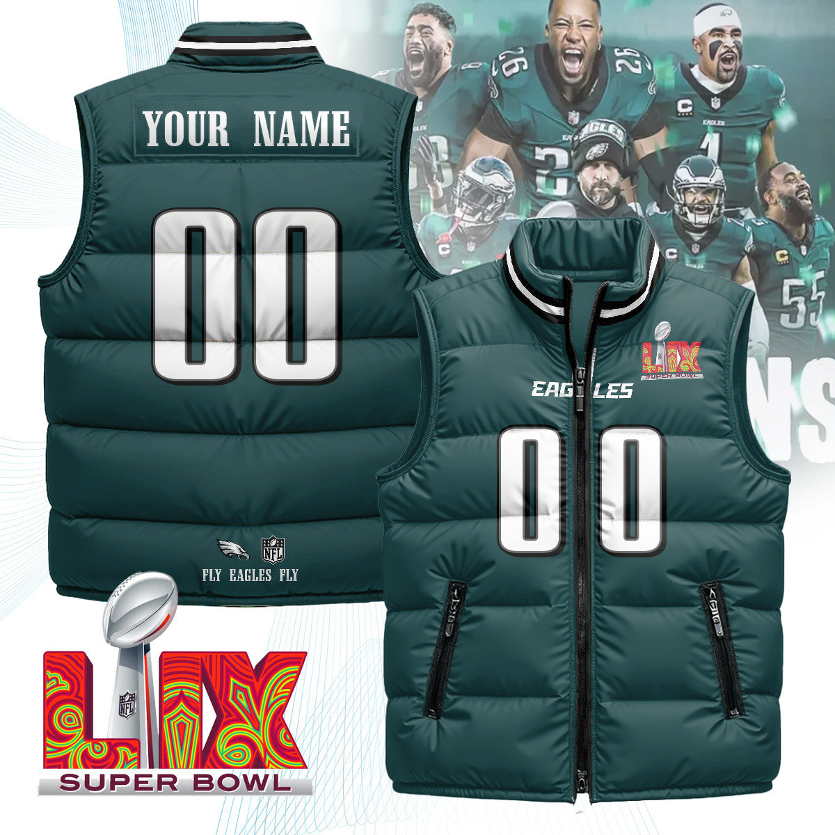 Custom Philadelphia Eagles Unisex Puffer Vest