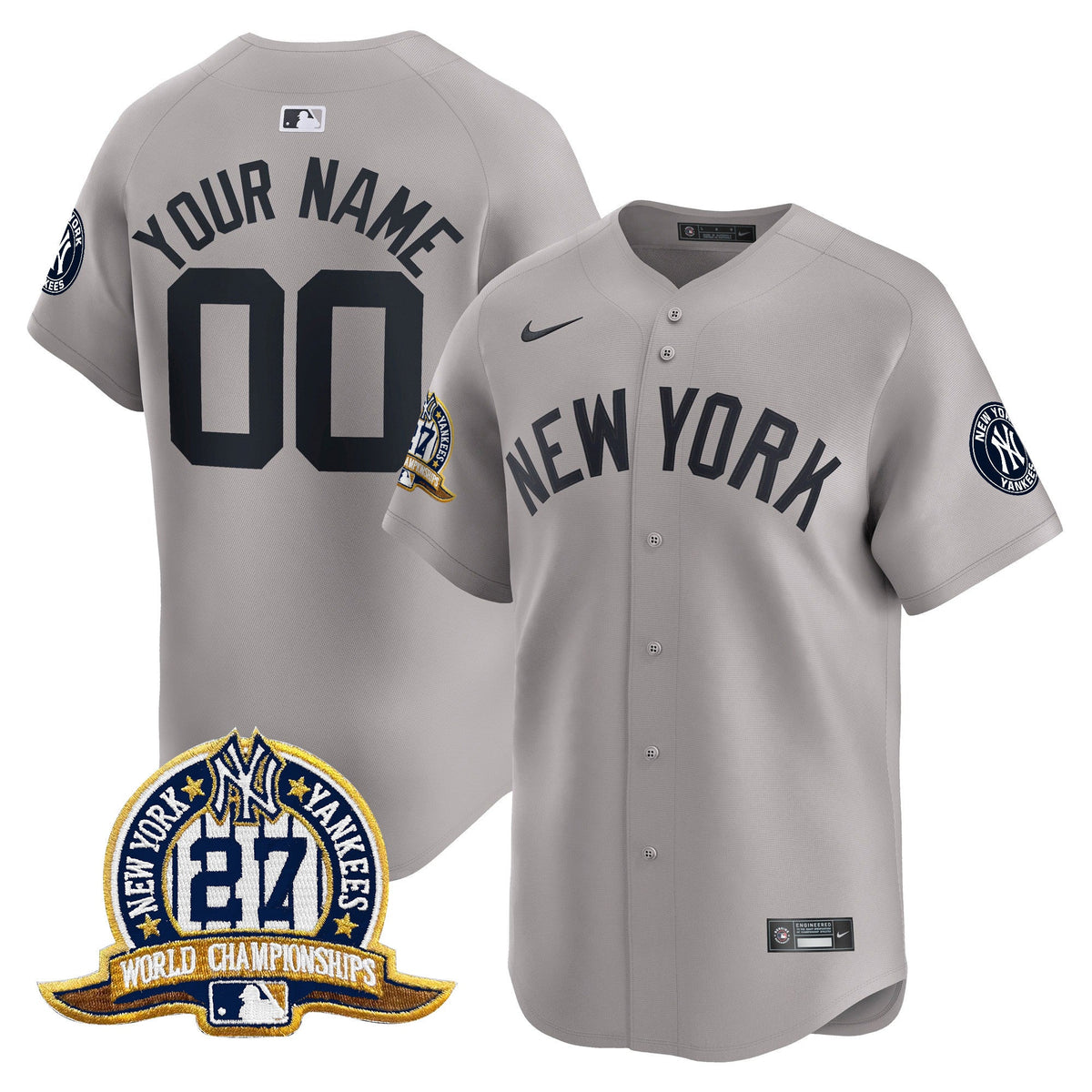 New York Yankees 27 Time Champions Patch Vapor Premier Limited Custom Jersey - All Stitched