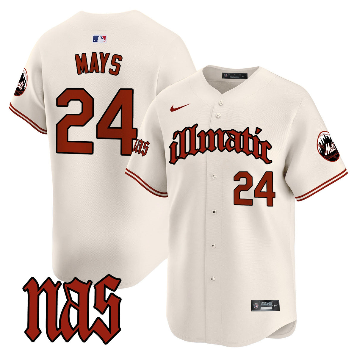 Men's Mets Nas Illmatic Vapor Premier Limited Jersey - All Stitched