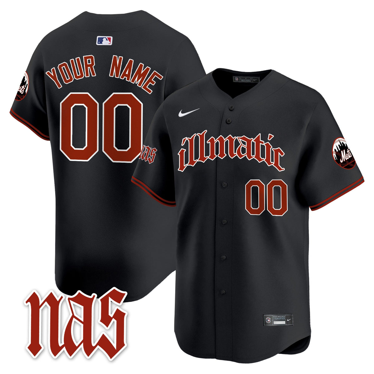 Mets Nas Illmatic Vapor Premier Limited Custom Jersey - All Stitched