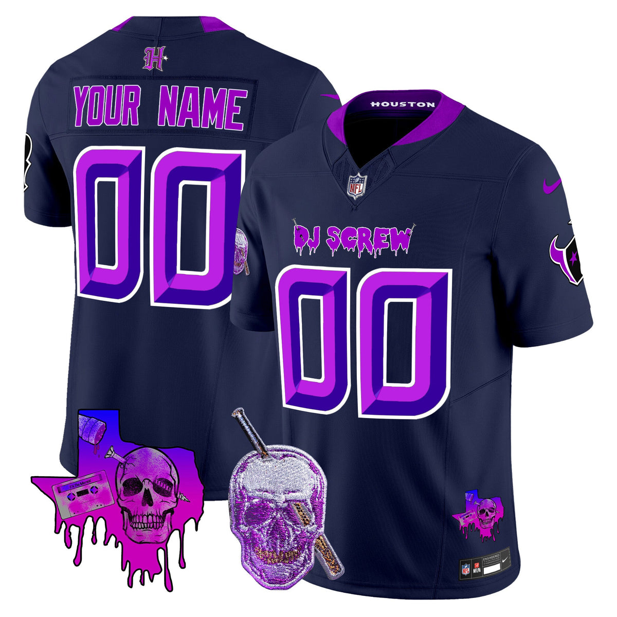 Houston Texans DJ Screw Vapor Limited Custom Jersey - All Stitched