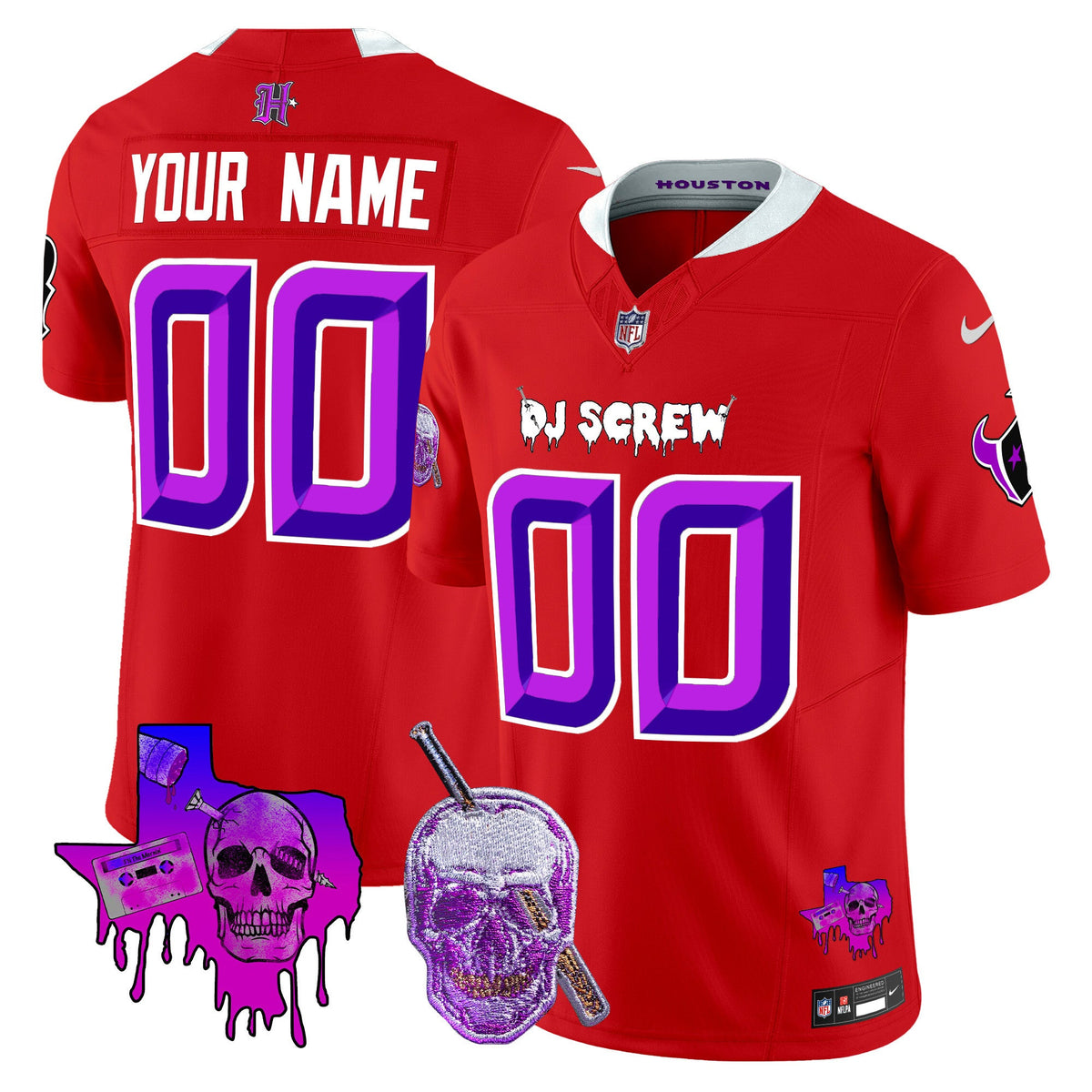 Houston Texans DJ Screw Vapor Limited Custom Jersey - All Stitched