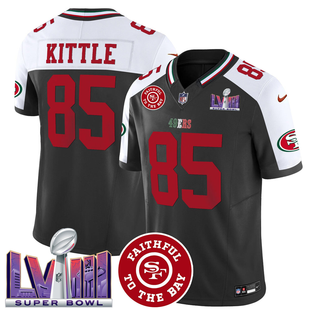 Men's 49ers Mexico Faithful & Super Bowl LVIII Patch Vapor Jersey - All Stitched