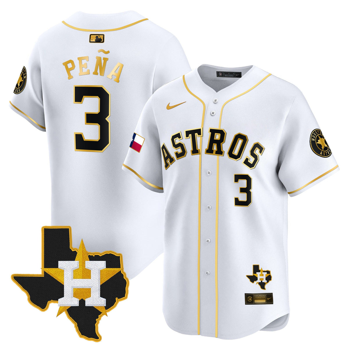 Men's Houston Astros Texas Patch Vapor Premier Limited Jersey - All Stitched