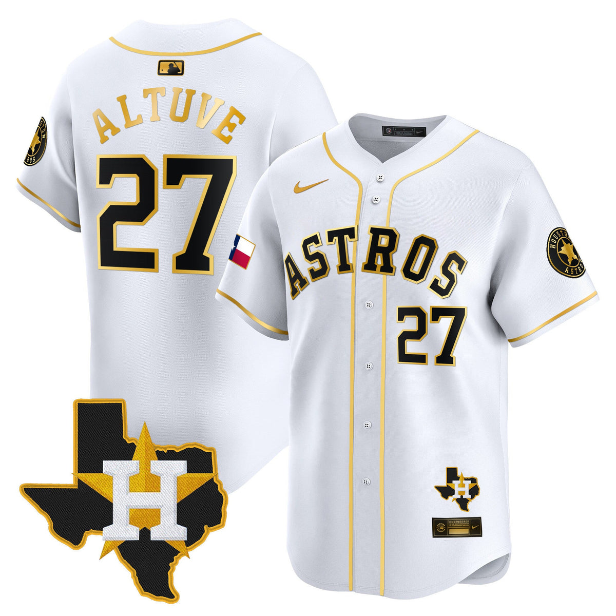 Men's Houston Astros Texas Patch Vapor Premier Limited Jersey - All Stitched