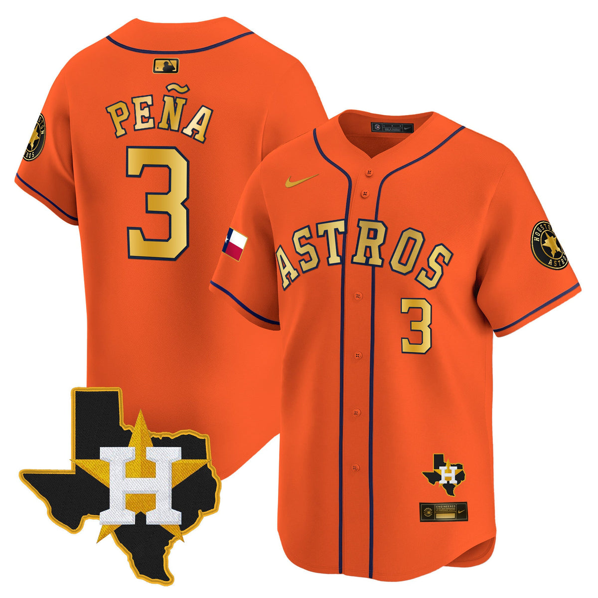 Men's Houston Astros Texas Patch Vapor Premier Limited Jersey - All Stitched