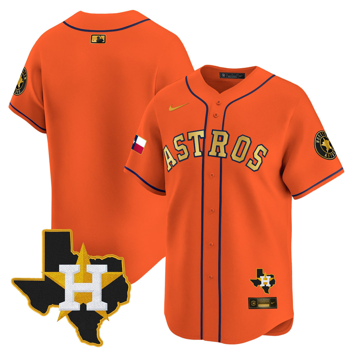 Men's Houston Astros Texas Patch Vapor Premier Limited Jersey - All Stitched