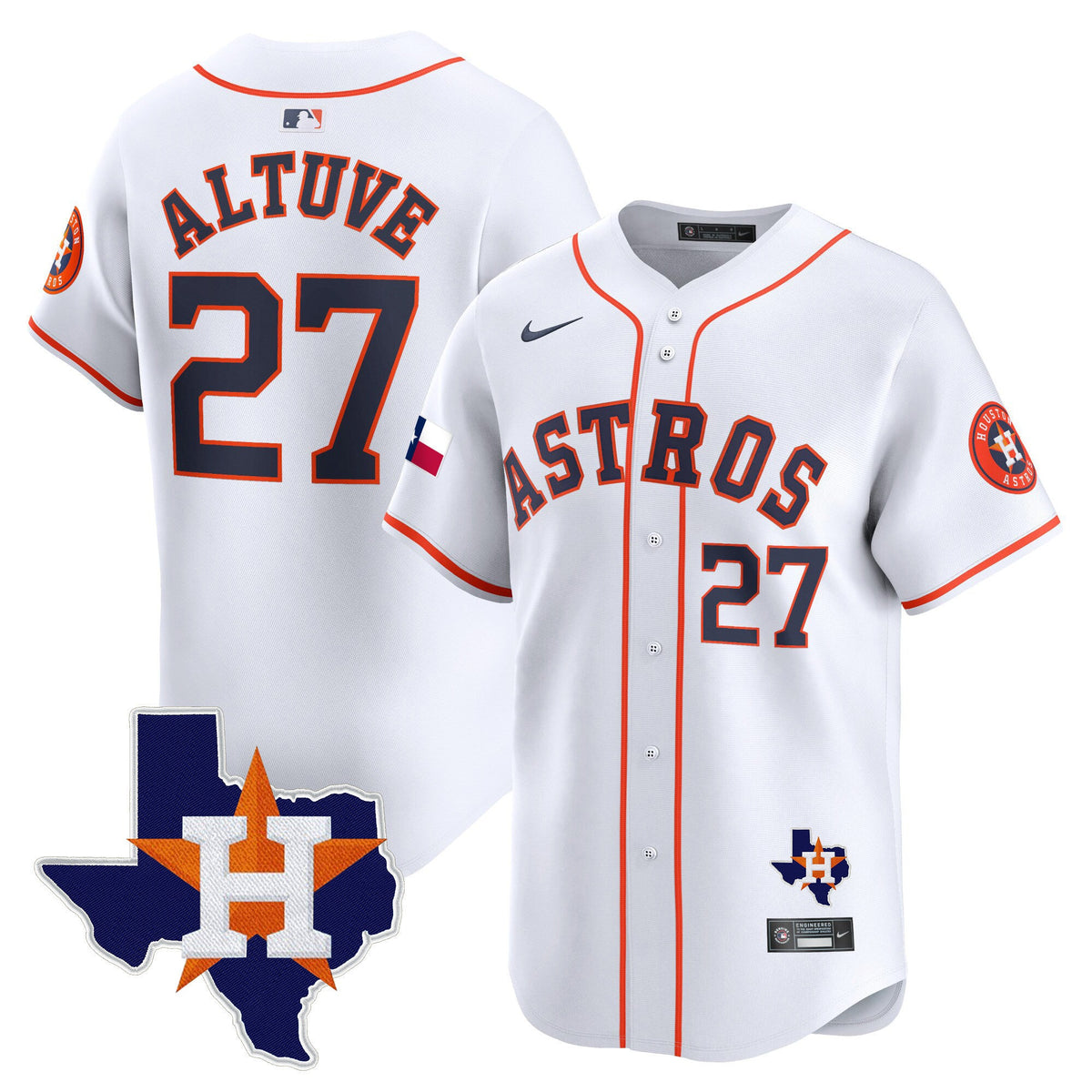 Men's Houston Astros Texas Patch Vapor Premier Limited Jersey - All Stitched
