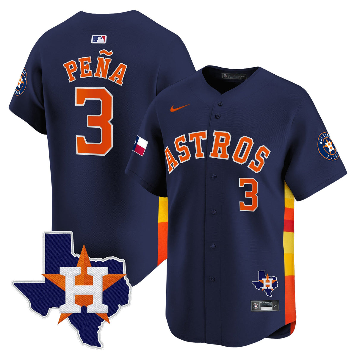 Men's Houston Astros Texas Patch Vapor Premier Limited Jersey - All Stitched