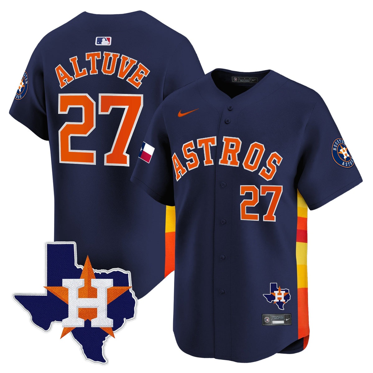 Men's Houston Astros Texas Patch Vapor Premier Limited Jersey - All Stitched