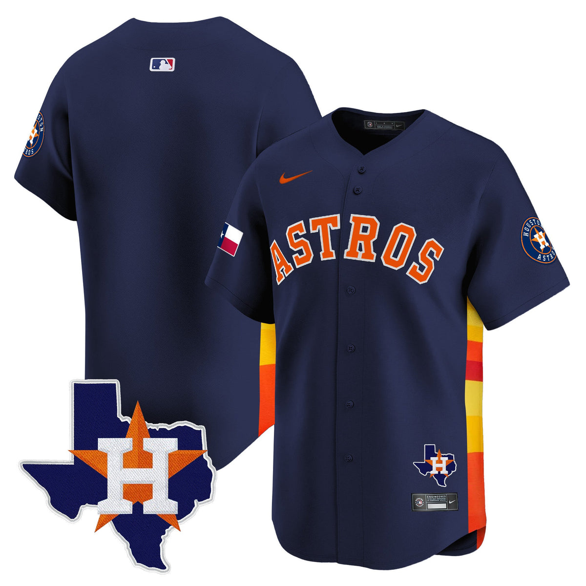 Men's Houston Astros Texas Patch Vapor Premier Limited Jersey - All Stitched
