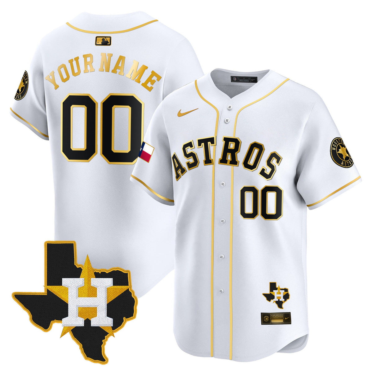 Houston Astros Texas Patch Vapor Premier Limited Custom Jersey - All Stitched
