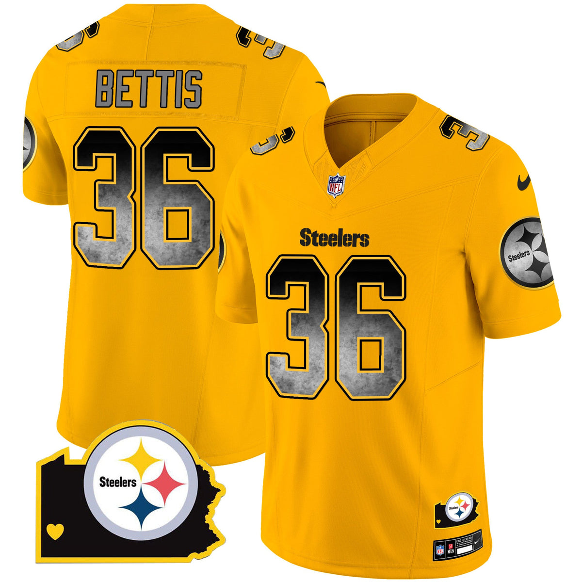 Men's Steelers Arch Smoke Home Patch Vapor Jersey - All Stitched