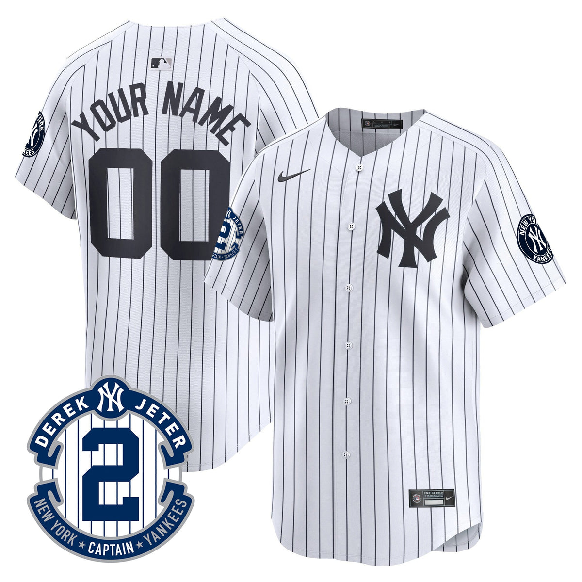New York Yankees Derek Jeter Patch Vapor Premier Limited Custom Jersey - All Stitched