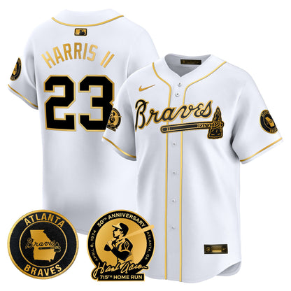 Men's Atlanta Braves Hank Aaron 715th Home Run Patch Vapor Premier Limited Jersey - All Stitched