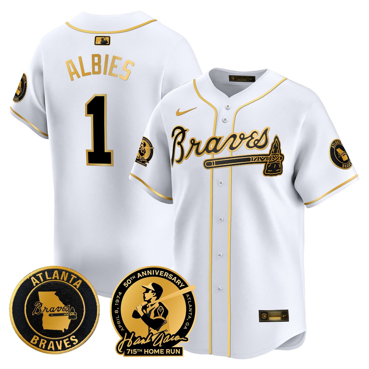 Men's Atlanta Braves Hank Aaron 715th Home Run Patch Vapor Premier Limited Jersey - All Stitched