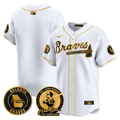 Men's Atlanta Braves Hank Aaron 715th Home Run Patch Vapor Premier Limited Jersey - All Stitched