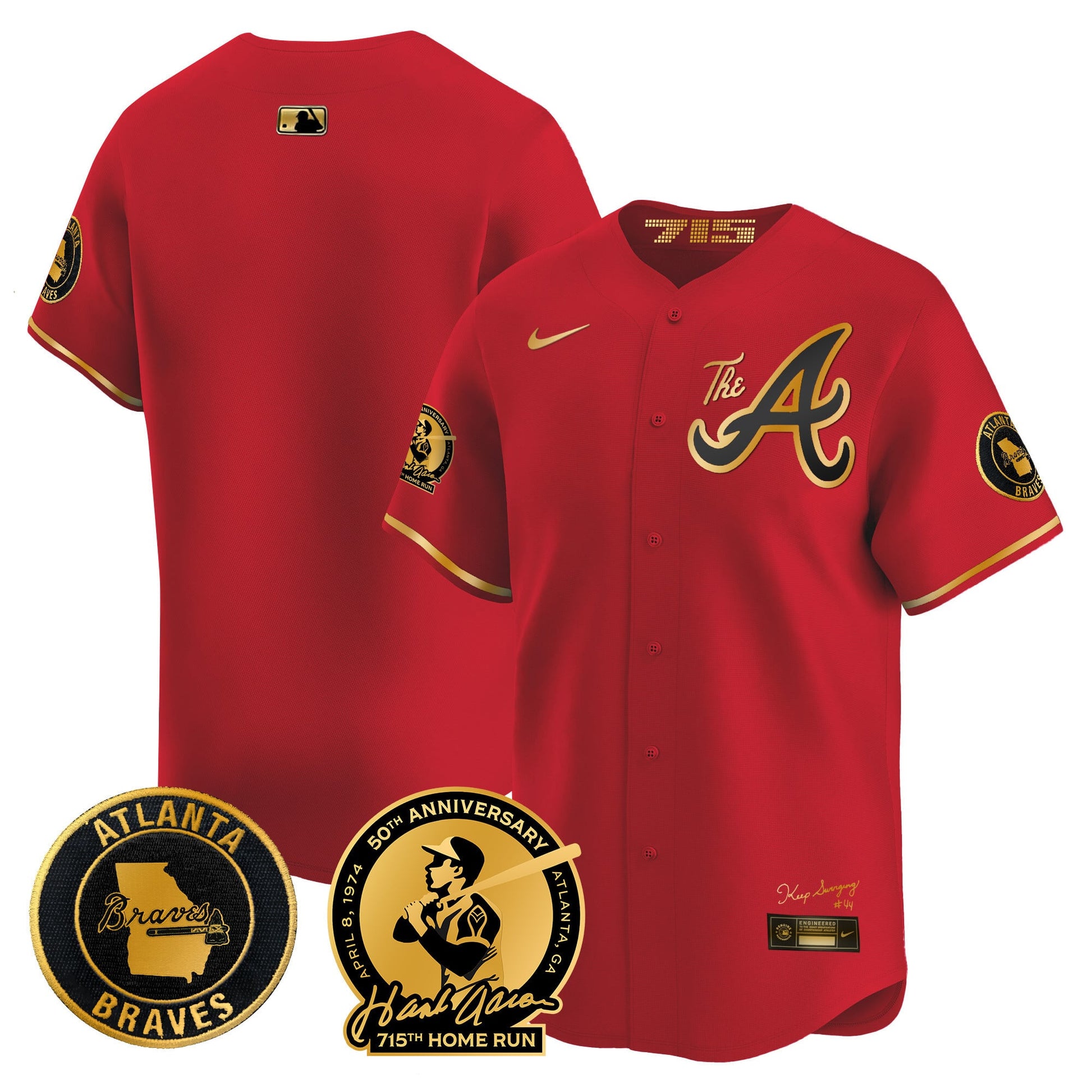  Atlanta Braves Hank Aaron 715th Home Run Patch Vapor Premier Limited Jersey V2 - All Stitched