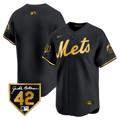 Men's New York Mets 2024 Jackie Robinson Patch Vapor Premier Limited Jersey - All Stitched
