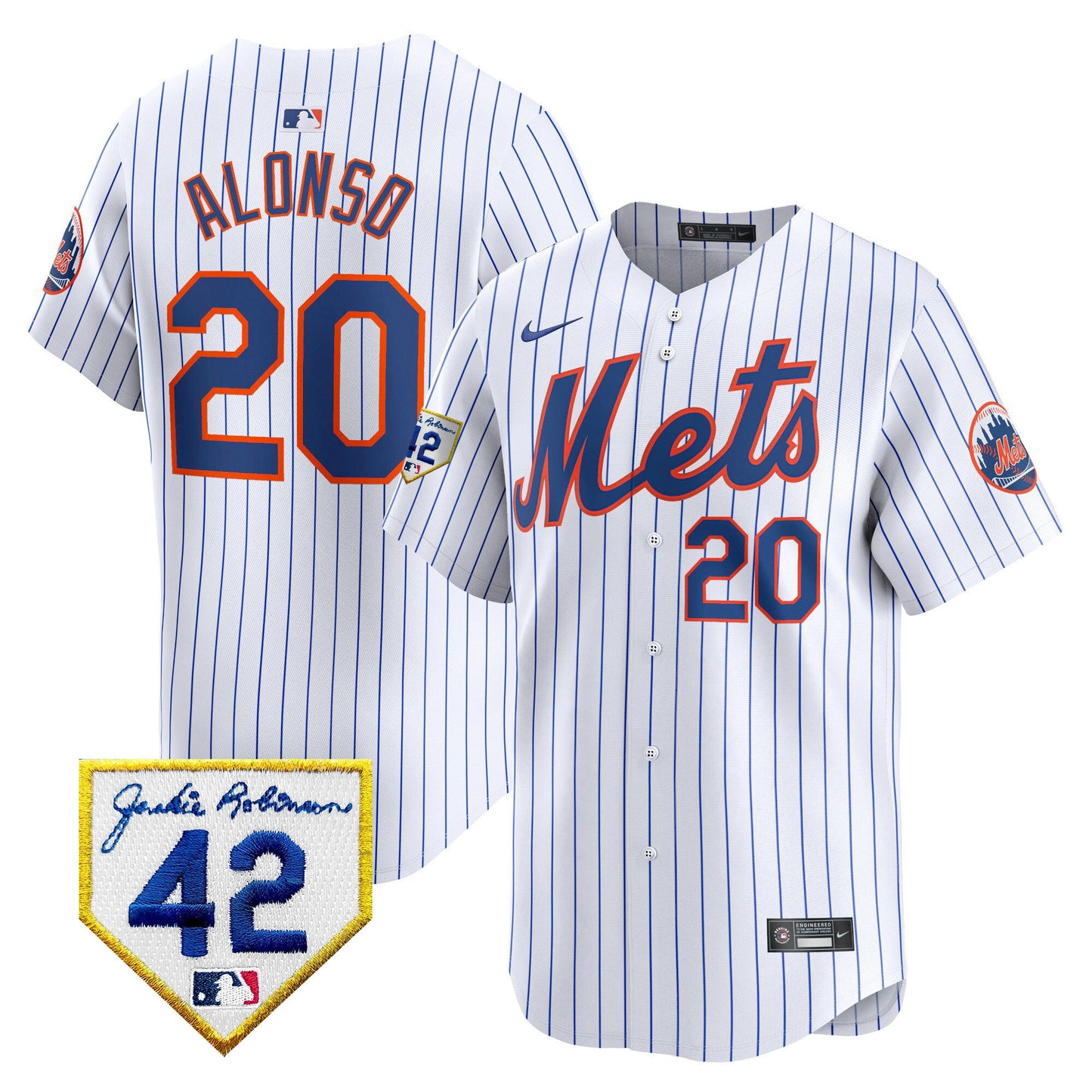 Men's New York Mets 2024 Jackie Robinson Patch Vapor Premier Limited Jersey - All Stitched