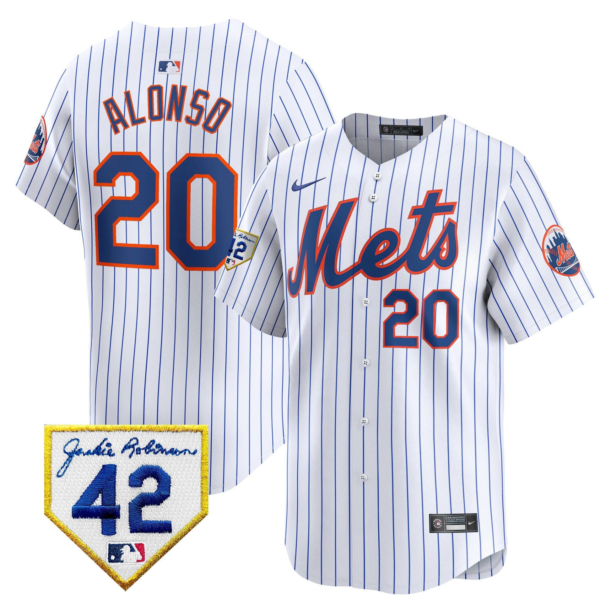 Men's New York Mets 2024 Jackie Robinson Patch Vapor Premier Limited Jersey - All Stitched