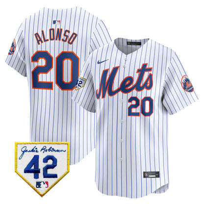 Men's New York Mets 2024 Jackie Robinson Patch Vapor Premier Limited Jersey - All Stitched
