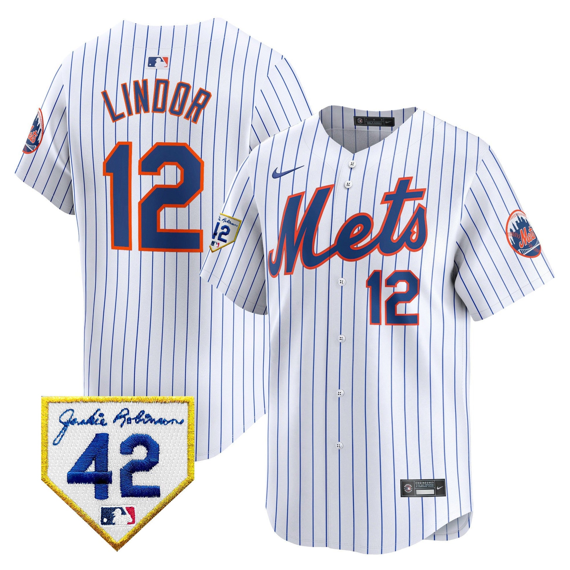 Men's New York Mets 2024 Jackie Robinson Patch Vapor Premier Limited Jersey - All Stitched
