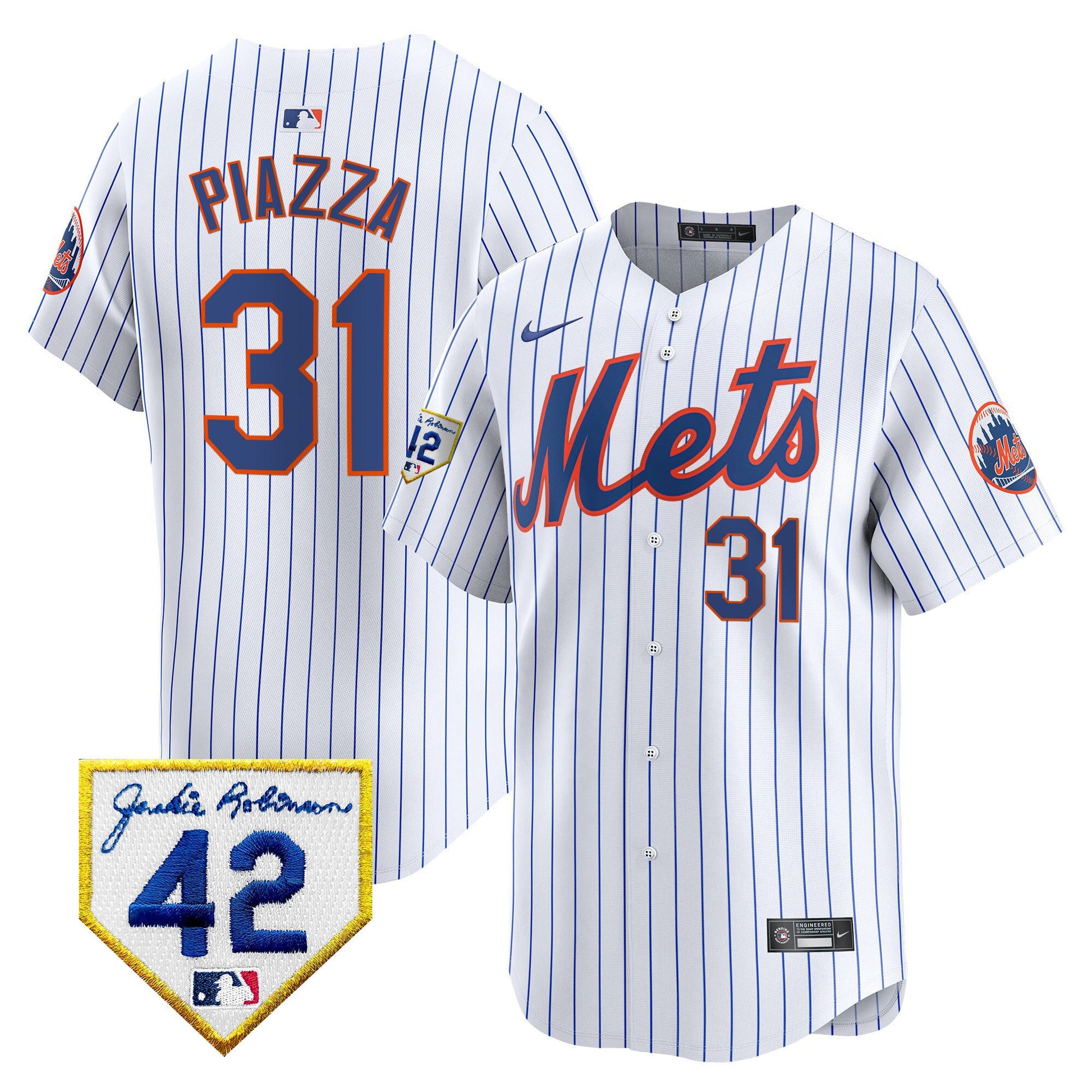 Men's New York Mets 2024 Jackie Robinson Patch Vapor Premier Limited Jersey - All Stitched