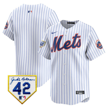 Men's New York Mets 2024 Jackie Robinson Patch Vapor Premier Limited Jersey - All Stitched