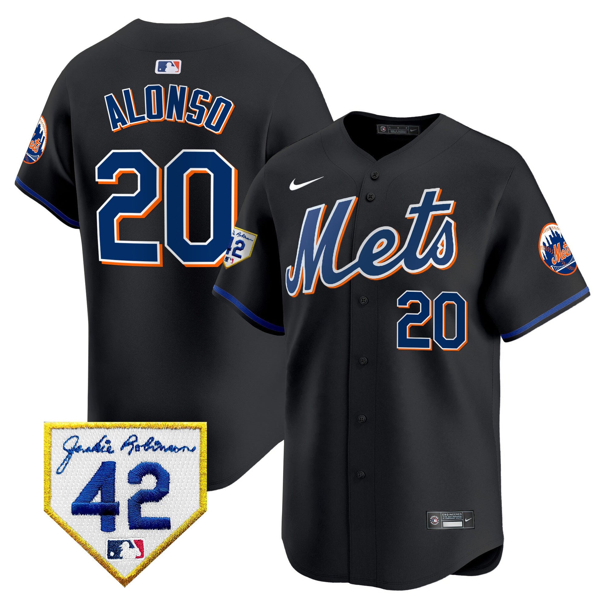 Men's New York Mets 2024 Jackie Robinson Patch Vapor Premier Limited Jersey - All Stitched