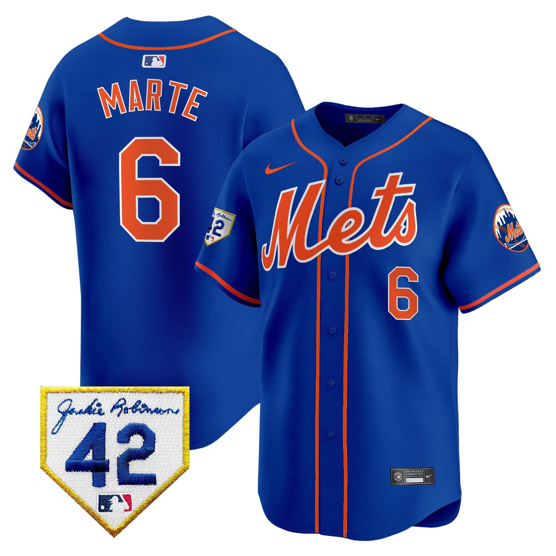 Men's New York Mets 2024 Jackie Robinson Patch Vapor Premier Limited Jersey - All Stitched