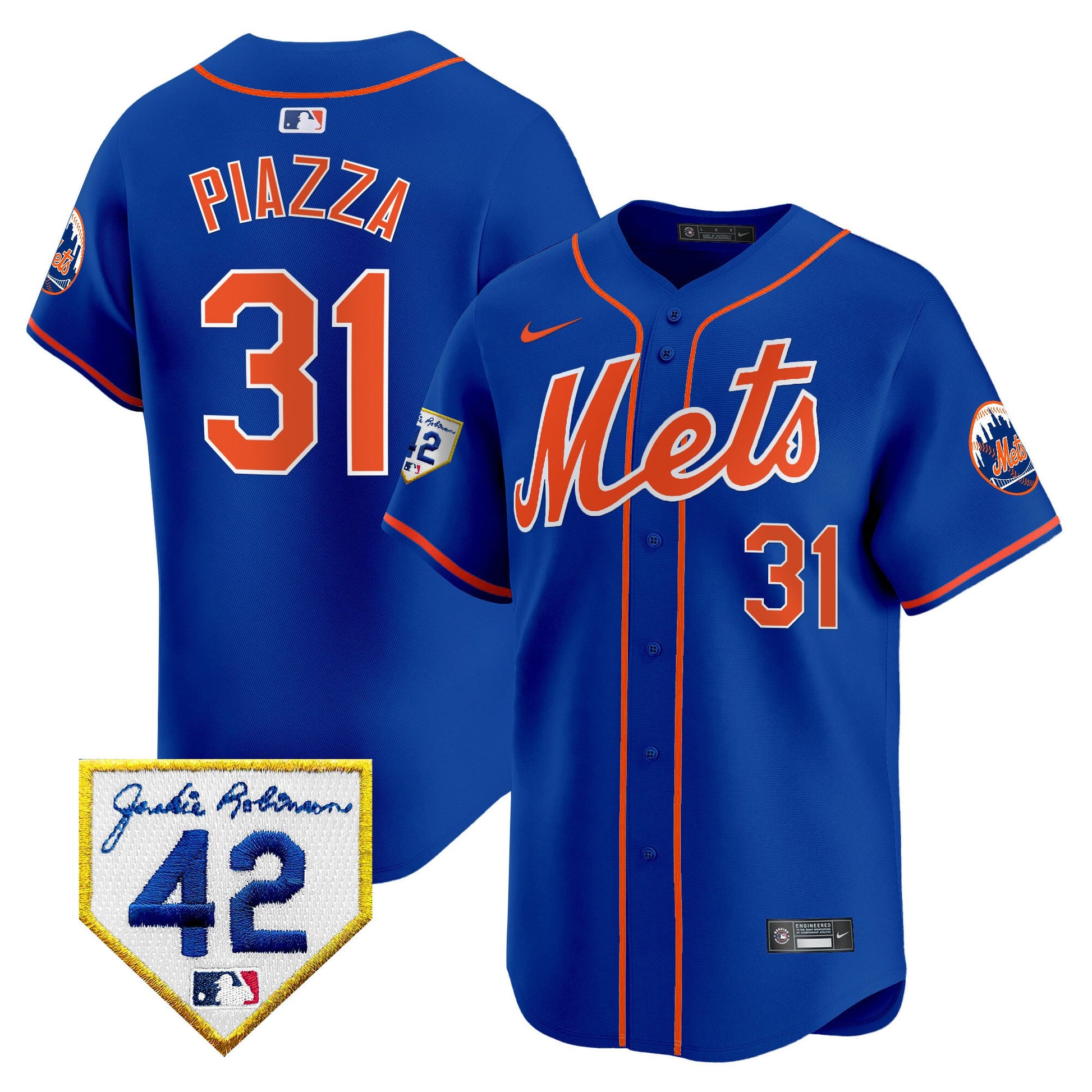 Men's New York Mets 2024 Jackie Robinson Patch Vapor Premier Limited Jersey - All Stitched