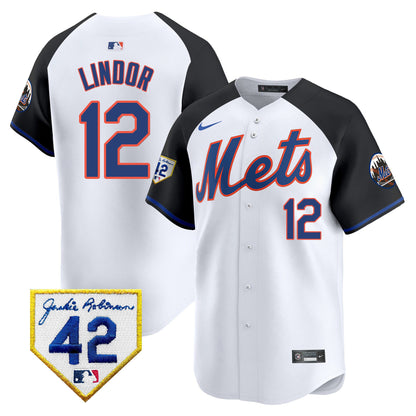 Men's New York Mets 2024 Jackie Robinson Patch Vapor Premier Limited Jersey - All Stitched