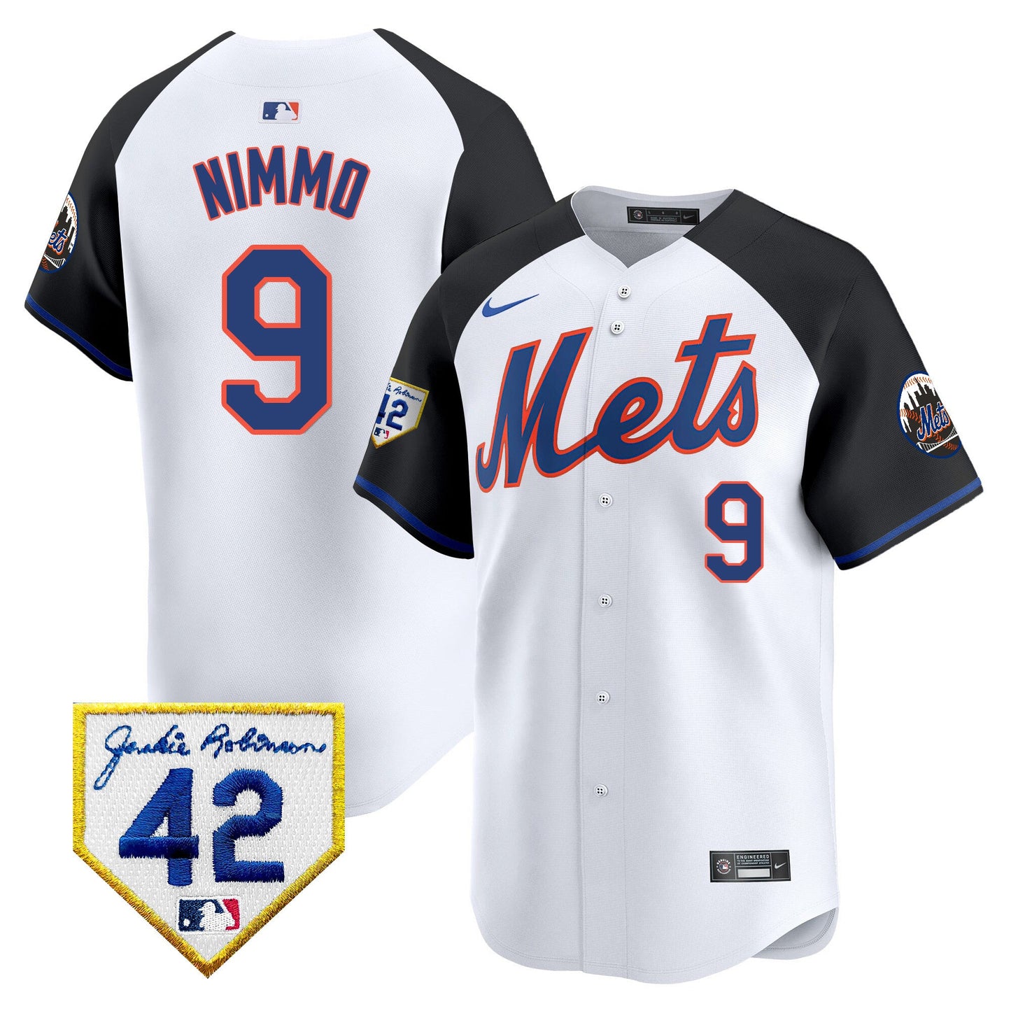 Men's New York Mets 2024 Jackie Robinson Patch Vapor Premier Limited Jersey - All Stitched