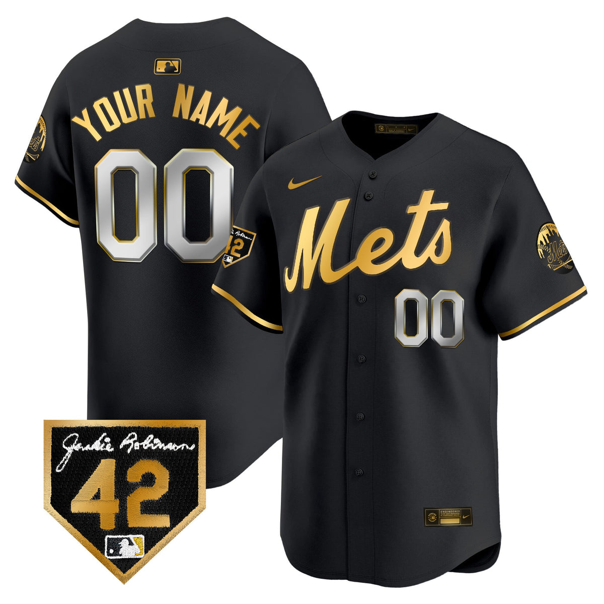 New York Mets 2024 Jackie Robinson Patch Vapor Premier Limited Custom Jersey - All Stitched