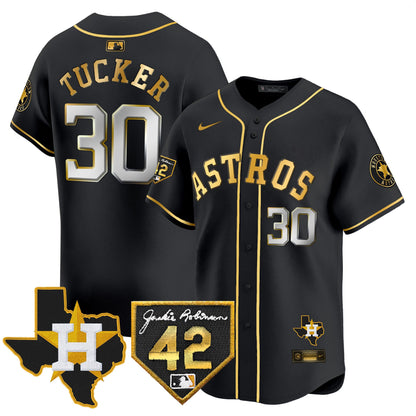 Men's Houston Astros 2024 Robinson & Texas Patch Vapor Premier Limited Jersey - All Stitched