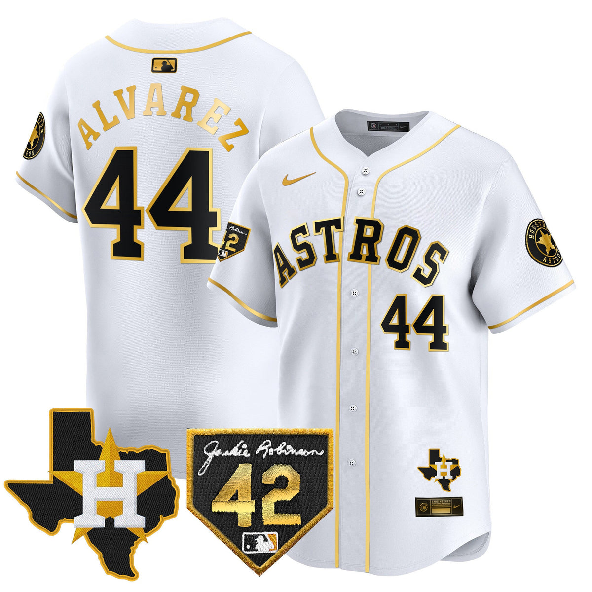 Men's Houston Astros 2024 Robinson & Texas Patch Vapor Premier Limited Jersey - All Stitched