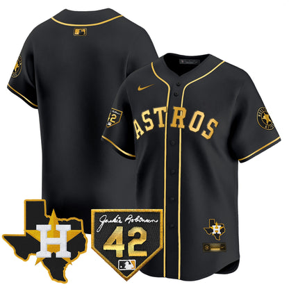 Men's Houston Astros 2024 Robinson & Texas Patch Vapor Premier Limited Jersey - All Stitched