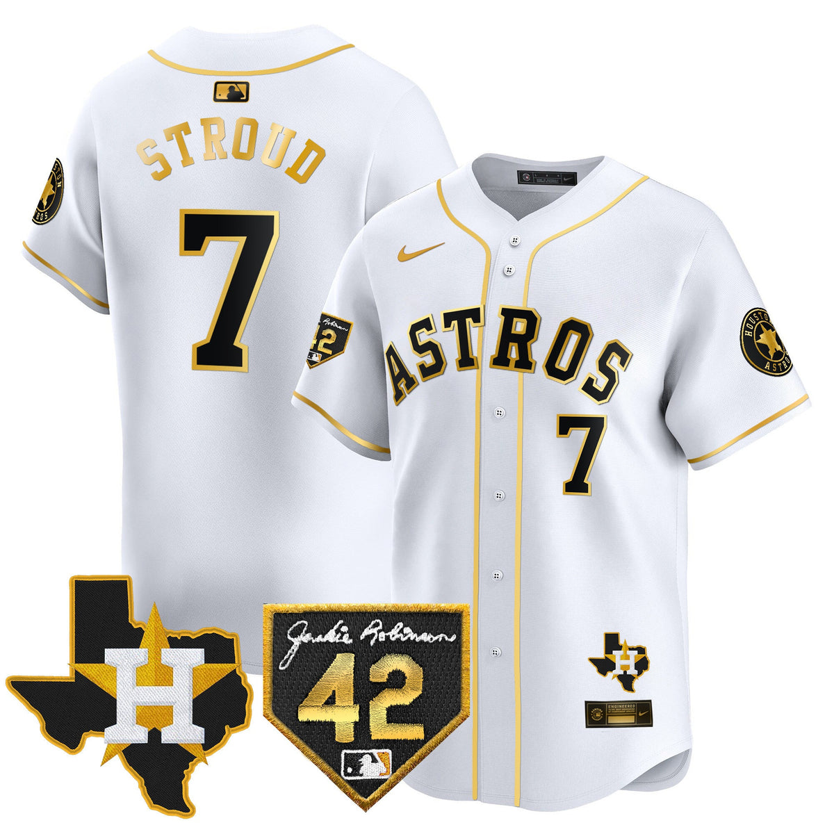 Men's Houston Astros 2024 Robinson & Texas Patch Vapor Premier Limited Jersey - All Stitched