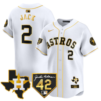 Men's Houston Astros 2024 Robinson & Texas Patch Vapor Premier Limited Jersey - All Stitched