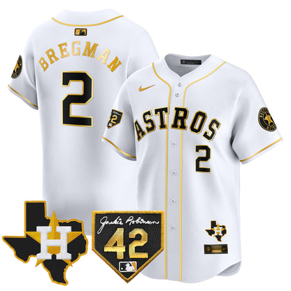 Men's Houston Astros 2024 Robinson & Texas Patch Vapor Premier Limited Jersey - All Stitched
